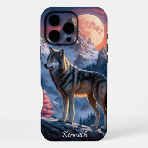 Coque iPhone 16 Pro Max Loup hurlant dans une nuit au clair de lune