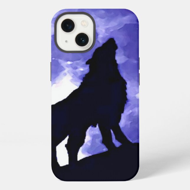 Coque iPhone Loup Hurlant & Pleine Lune (Verso)