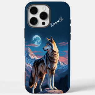 Coque iPhone 16 Pro Max Loup hurlant sous la lueur lunaire