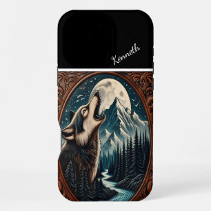 Coque iPhone 16 Pro Max Loup hurlant sous la lumière de la lune