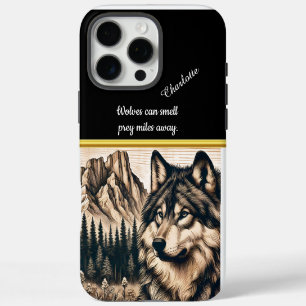 Coque iPhone 16 Pro Max Loup majestueux contemplant le paysage montagneux