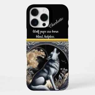 Coque iPhone 16 Pro Max Loup majestueux hurlant sous la Pleine lune la nui