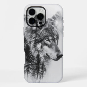 Coque iPhone 16 Pro Max Loup majestueux parmi les montagnes brumeuses et l