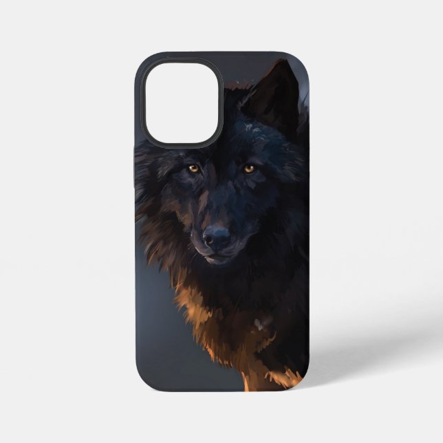 Coque iPhone Loup noir (Verso)