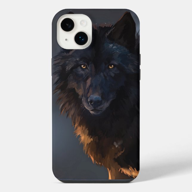 Coque iPhone Loup noir (Verso)