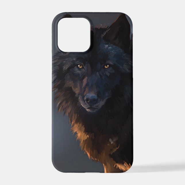 Coque iPhone Loup noir (Verso)