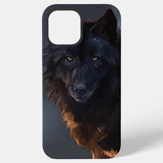 Coque iPhone Loup noir (Verso)
