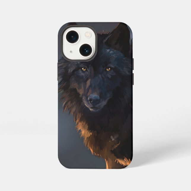 Coque iPhone Loup noir (Verso)