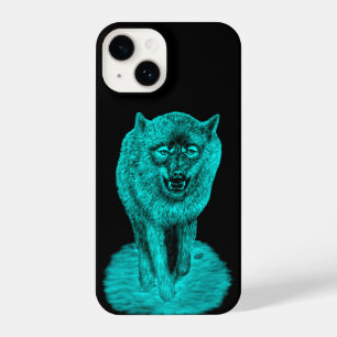 Coque Pour iPhone 14 Loup noir en colère dans la nuit