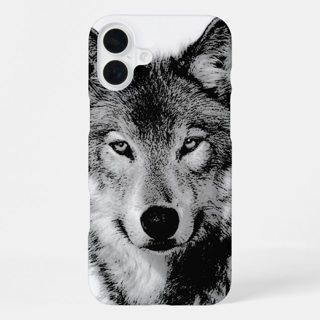 Coque iPhone Loup noir et blanc (Verso)