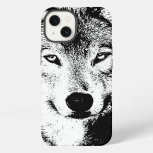 Etui iPhone 13 Loup noir et blanc Création artistique stylée