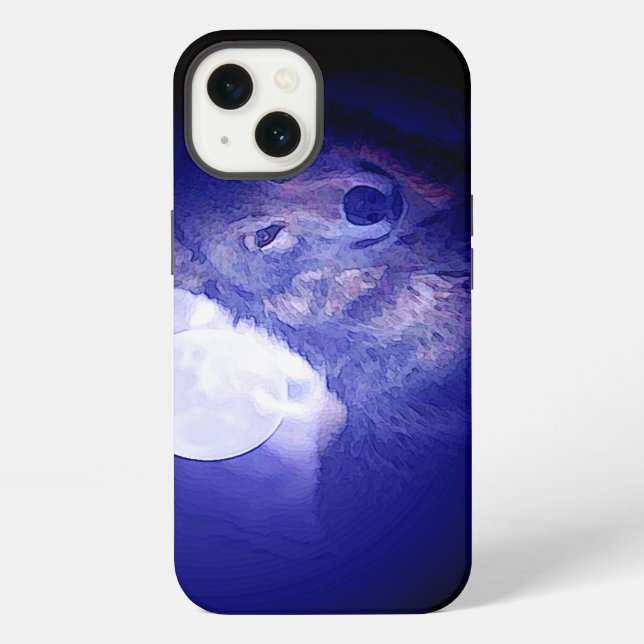 Coque iPhone Loup & Nuit Bleue (Verso)