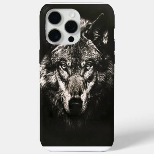 Coque iPhone 15 Pro Max Loup Sauvage Monochrome Majestueux