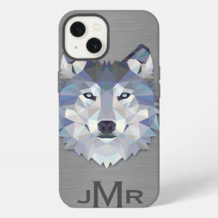 Etui iPhone 13 Loup sur Métal en Acier Brossé Effet Monogramme