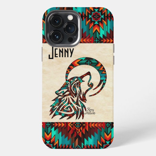 Coque iPhone Loup tribal (Verso)