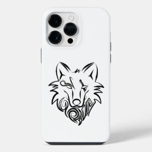 Coque Pour Pour iPhone 14 Pro Max Loup tribal noir et blanc