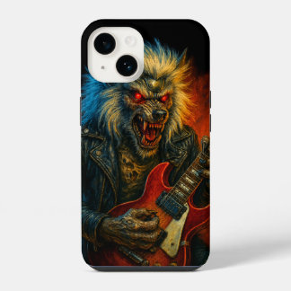 Coque Pour iPhone 14 Loups de Heavy-Metal jouant de la Guitare
