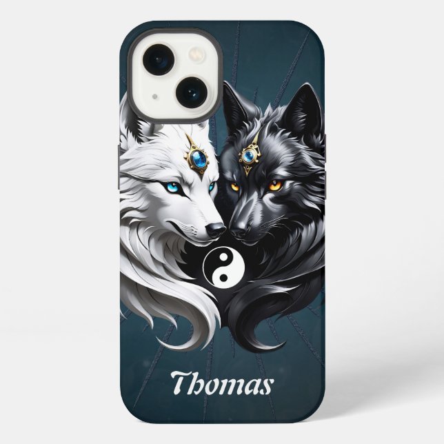 Coque iPhone Loups Yin Yang.  (Verso)