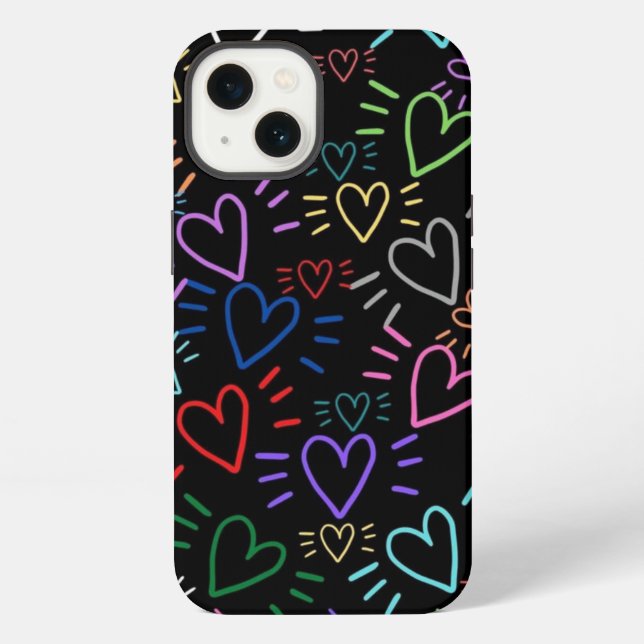 Coque iPhone Love Colored Hearts (Verso)