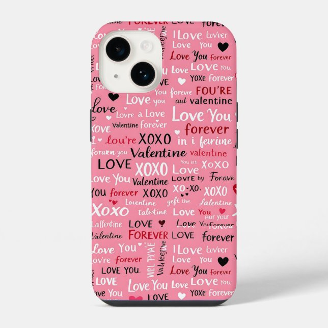 Coque iPhone Love Forever - Saint Valentin Motif de typographie (Verso)