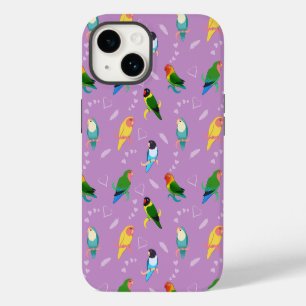 Coque Pour iPhone 14 Lovebirds of Rainbow Colors Motif