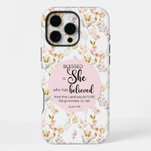 Coque iPhone 16 Pro Max Luc 1:45 Bienheureuse Elle Aquarelle Floral Rose