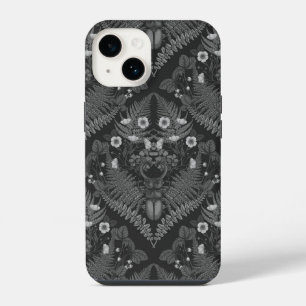 Coque Pour iPhone 14 Lucane et fougères, en noir et blanc