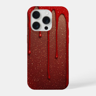 Coque iPhone 15 Pro Lueur de Dégoulinade Pailletée Rouge Écarlate ✨ Lu