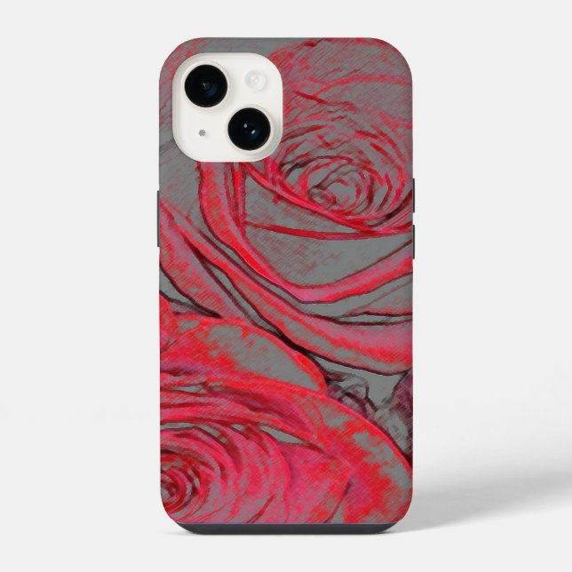 Coque iPhone Lueur de rose rouge moderne  (Verso)