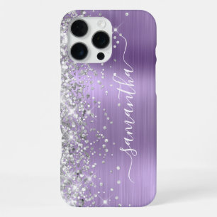 Coque iPhone 16 Pro Max Lumière Pailletée Violet Clair Métallisé Signature