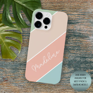 Coque iPhone 16 Pro Max Lumière personnalisée Vert Menthe Bleu Pêche Orang