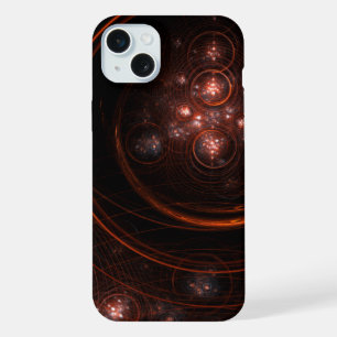 Coque iPhone 15 Plus Lumière Stellaire Cramoisie en Orbite Art Cosmique