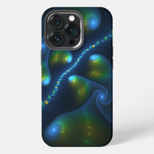 Etui iPhone 13 Pro Lumières de fantaisie Abstrait Bleu Vert Jaune Fra