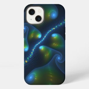 Etui iPhone 13 Lumières de fantaisie Abstrait Bleu Vert Jaune Fra