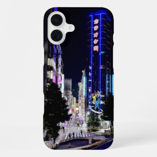 Coque iPhone 16 Plus Lumières de la ville à Osaka Japon la nuit