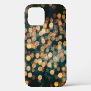 Coque iPhone 12 lumières fond abstrait, arrière - plan, noir, flou