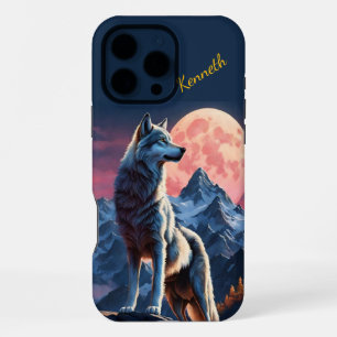 Coque iPhone 16 Pro Max Lune brille sur le loup hurlant