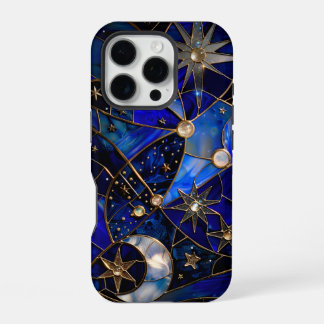 Coque iPhone 16 Pro Lune céleste Nuit étoilée Vitrail 