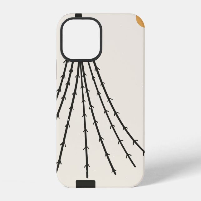 Coque iPhone Lune d'arbre abstrait (Verso)