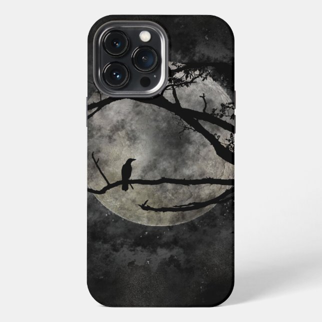 Coque iPhone Lune et Corbeau (Verso)