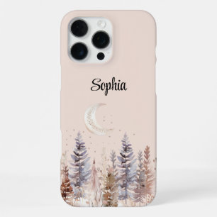 Coque iPhone 16 Pro Max Lune Rouge Arbres Violets