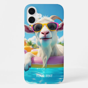 Coque iPhone 16 Plus Lunettes de soleil flottantes de chèvre mignonnes