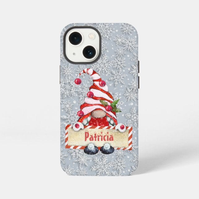 Coque iPhone lutin de Noël festif ajouter un nom (Verso)