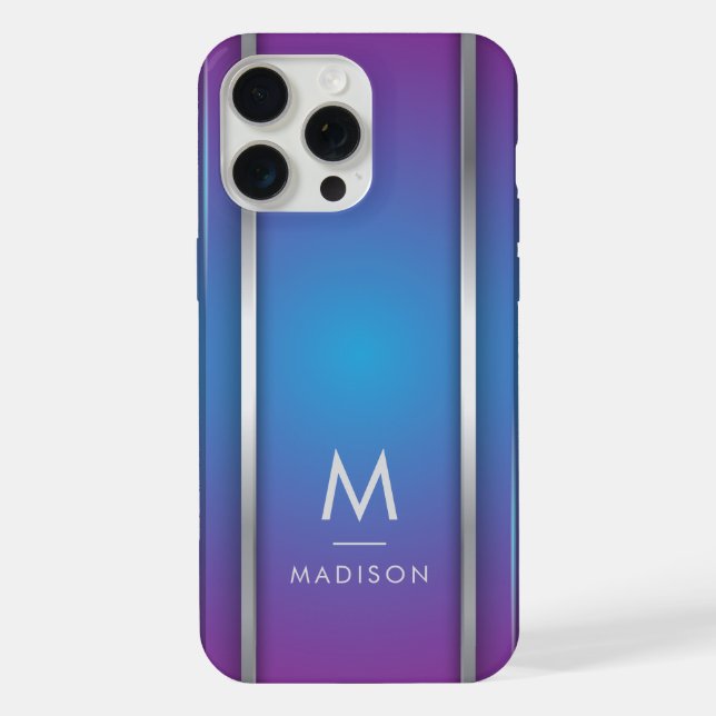 Coque iPhone Luxe Moderne Minimal Abstrait Violet Bleu (Verso)