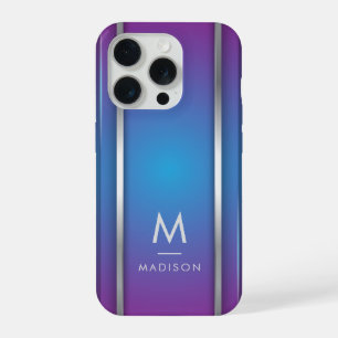 Coque iPhone 15 Pro Luxe Moderne Minimal Abstrait Violet Bleu
