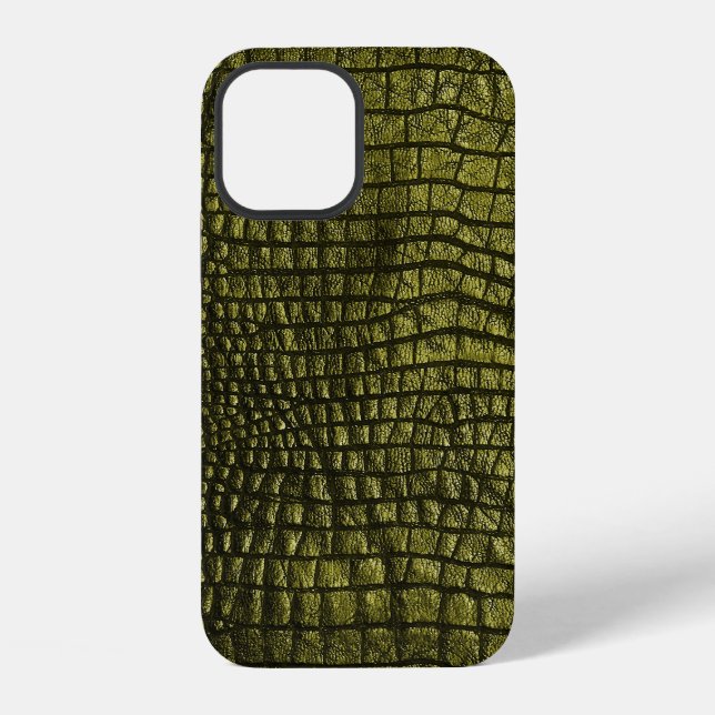 Coque iPhone Luxueuse texture de peau de crocodile foncé. (Verso)