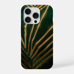 Coque iPhone 15 Pro Luxueux Vert Émeraude Or Laiton Art Déco Vintage