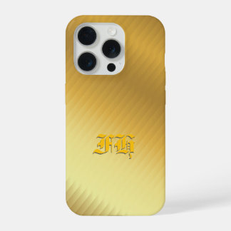 Coque iPhone 15 Pro Luxury Gold Gradient Pattern Monogram Gothic Initi