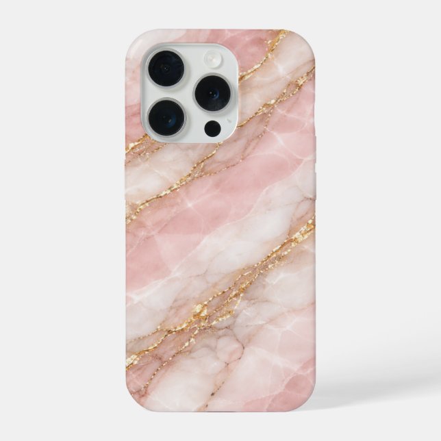 Coque iPhone Luxury Opalescent White/Pink Marble Texture (Verso)