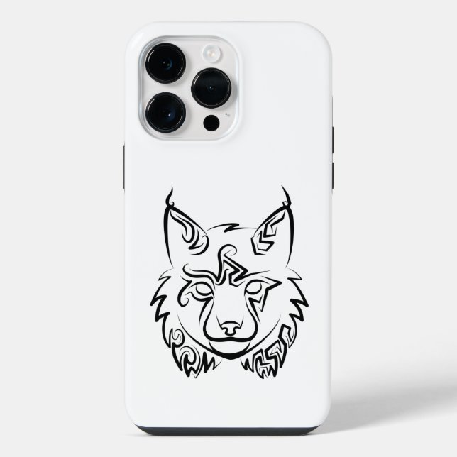 Coque iPhone Lynx tribal noir et blanc (Verso)